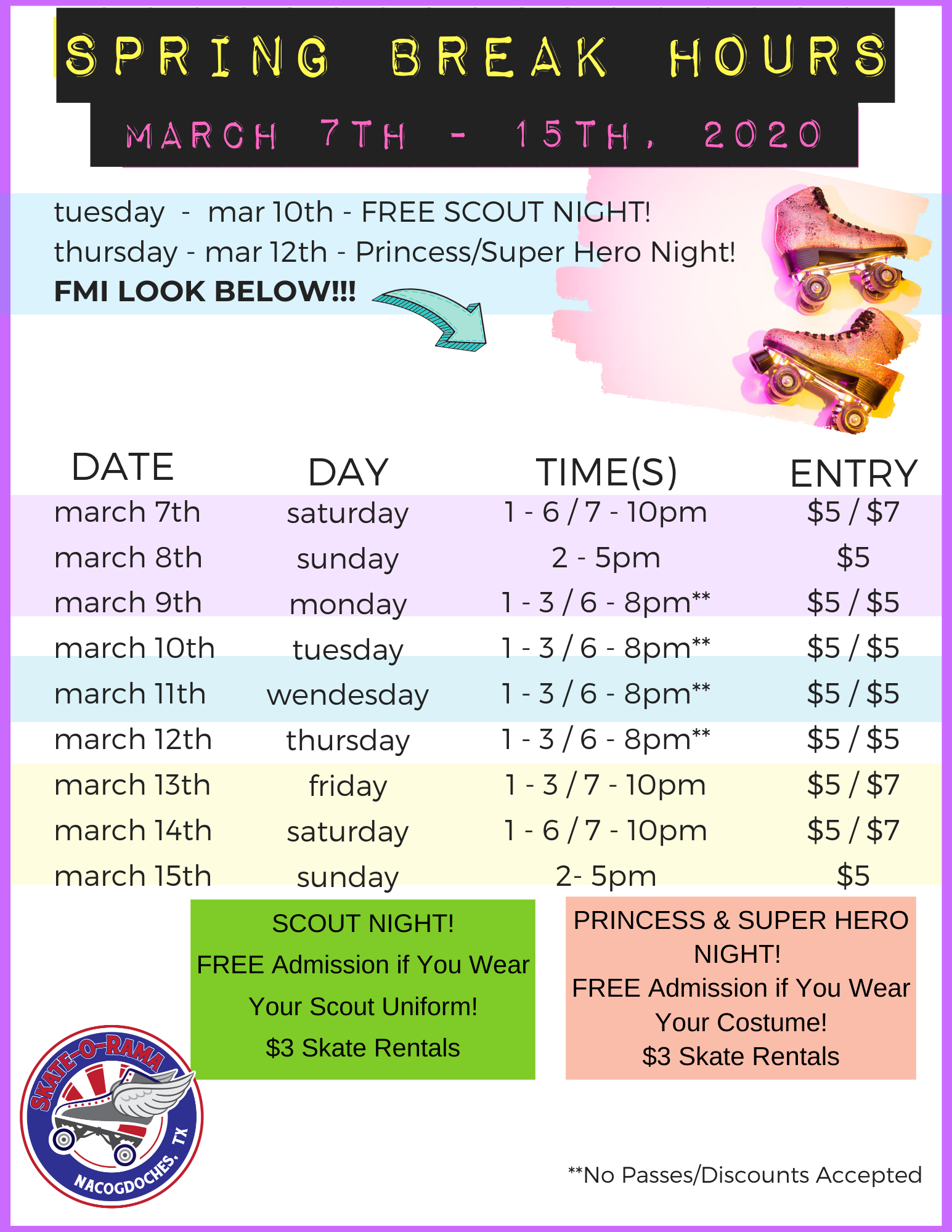 Spring Break Skate 2020 – Roller Skate in East Texas!